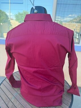 Men's Burgundy Casual Button-Down Shirt